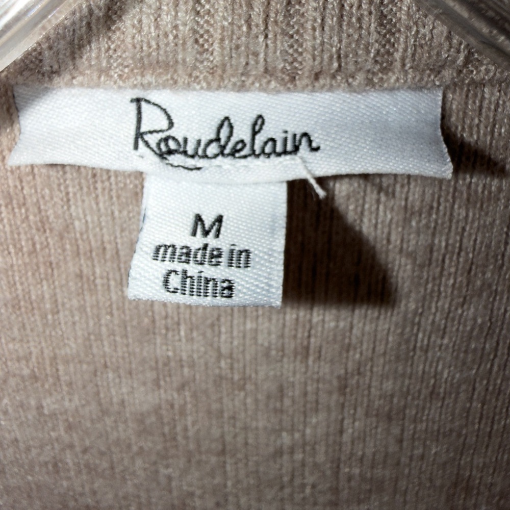 Roudelain Women's Ribbed Sweater-Knit Sleep Tunic Button-Up Top Light Taupe Med - Picture 4 of 8